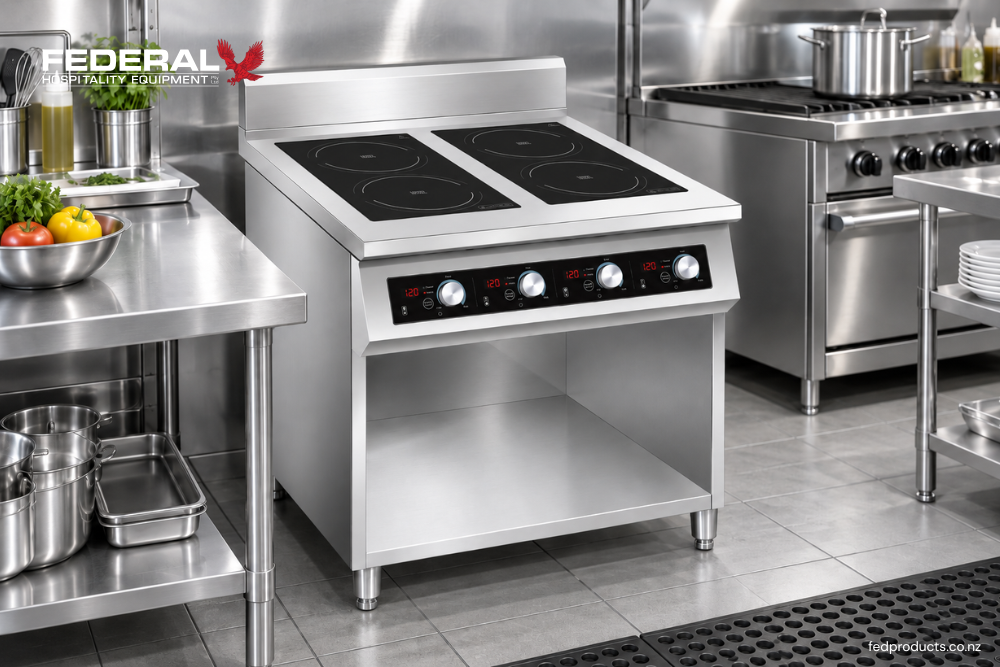 Electmax 700 Series commercial induction cooker in a professional New Zealand restaurant kitchen