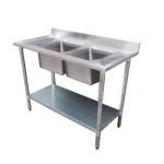 1800-7-DSBC Economic 304 Grade SS Centre Double Sink Bench 1800x700x900 with two 610x400x250 sinks
