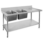 Economic-304-Grade-Stainless-Steel-Double-Sink-Benches-700mm-Deep-left